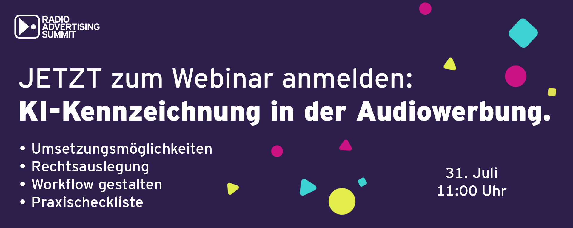 Webinaranmedung: KI-Kennzeichnung in der Audiowerbung
